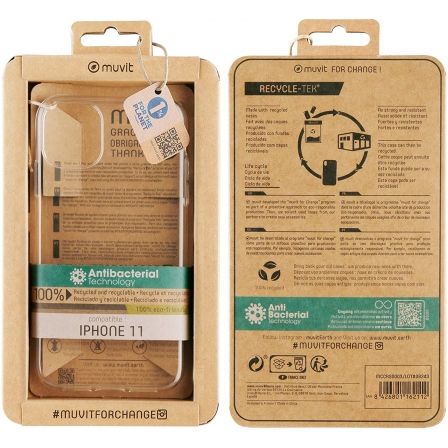 Muvit Funda Recycletek Antibacteriana para Apple iPhone 11 Transparente Muvit Funda Recycletek Antibacteriana para Apple iPhone 11 Transparente